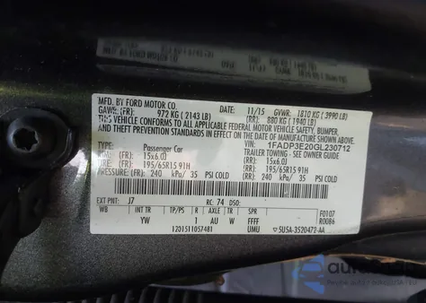 2016 Ford Focus S from USA, damaged, VIN 1FADP3E20GL230712